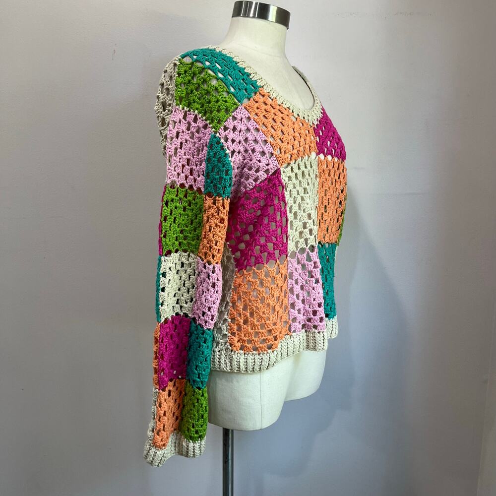 BiBi Colorful Patchwork V-Neck Sweater - Picture 3 of 9